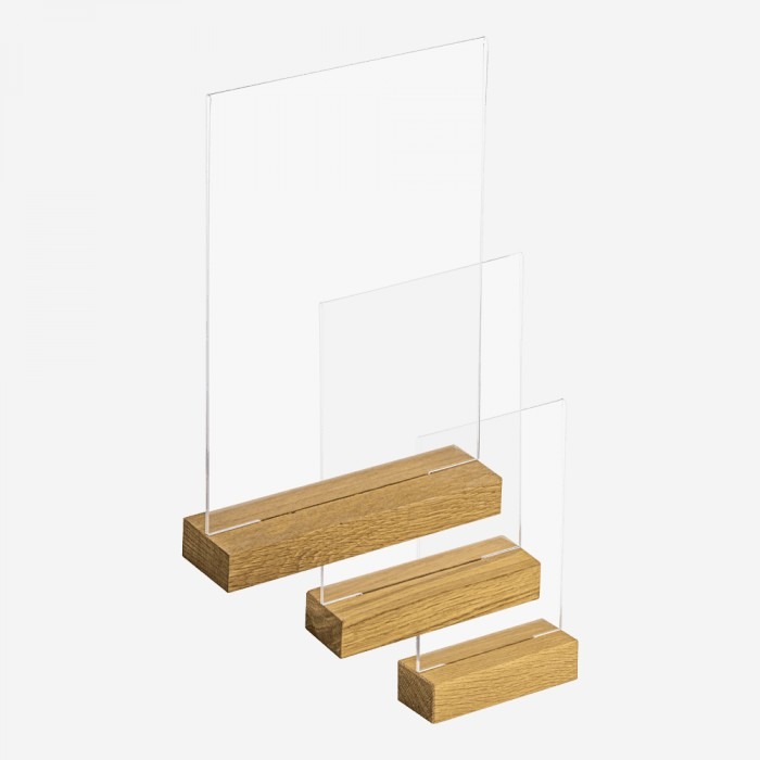 Pleksiglas stalak s drvenom bazom A5 Cijena